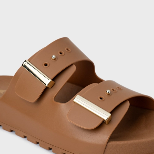 Rasteira Birken Metal Marrom Saddle