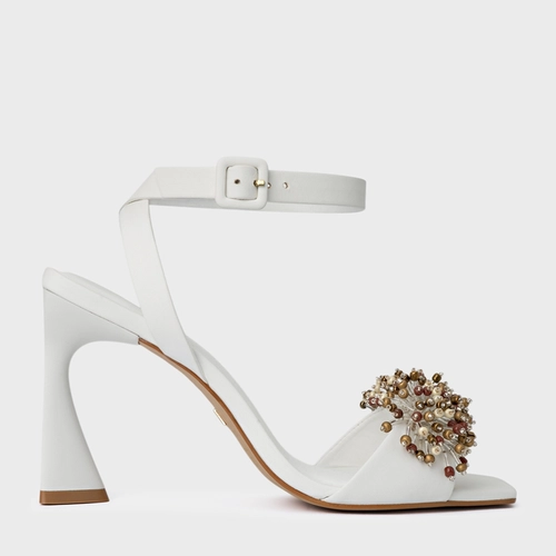 Sandália Bloom Salto Allure Couro Branco Blanc