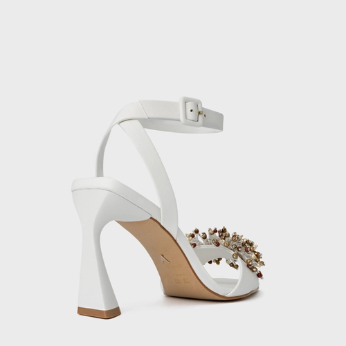 Sandália Bloom Salto Allure Couro Branco Blanc