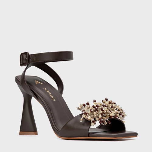 Sandália Bloom Salto Allure Couro Marrom Ganache