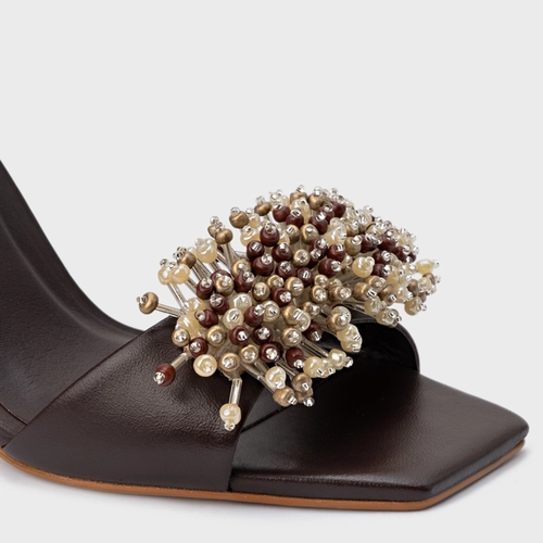 Sandália Bloom Salto Allure Couro Marrom Ganache