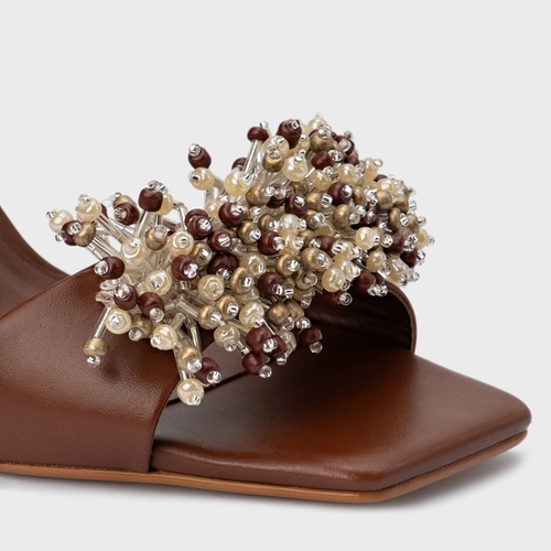 Sandália Bloom Salto Allure Couro Marrom Walnut