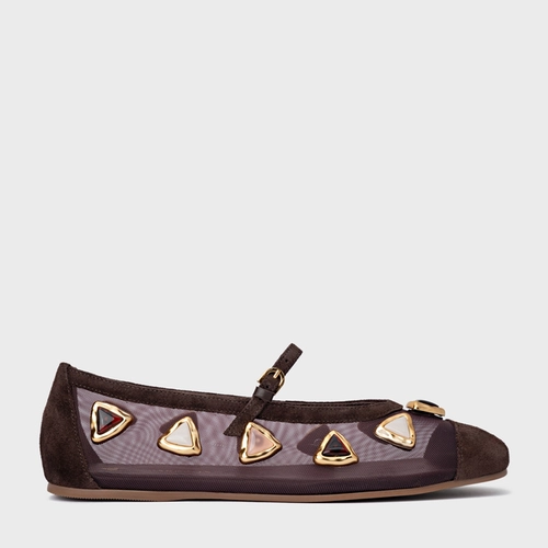 Sapatilha Gems Tela Couro Suede Marrom Ganache