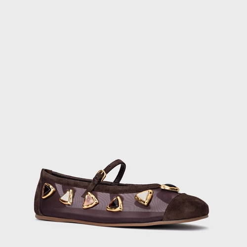 Sapatilha Gems Tela Couro Suede Marrom Ganache
