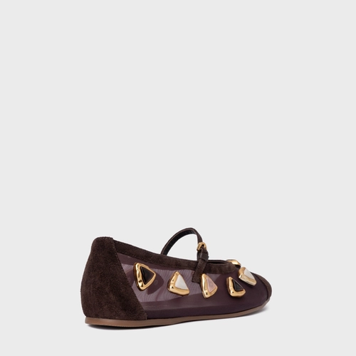 Sapatilha Gems Tela Couro Suede Marrom Ganache