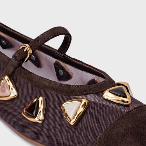Sapatilha Gems Tela Couro Suede Marrom Ganache