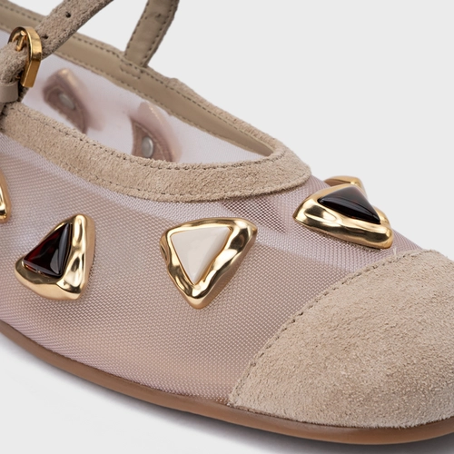 Sapatilha Gems Tela Couro Suede Bege Oatmeal
