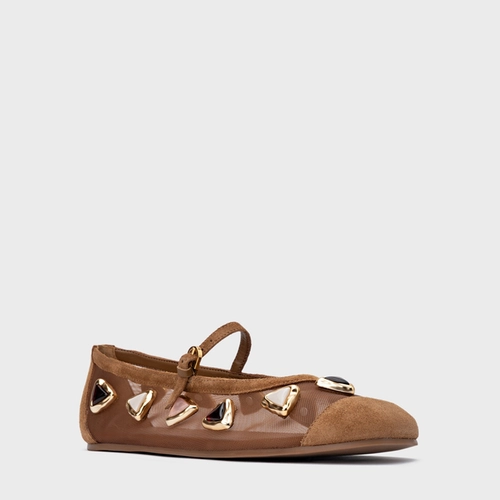 Sapatilha Gems Tela Couro Suede Marrom Saddle