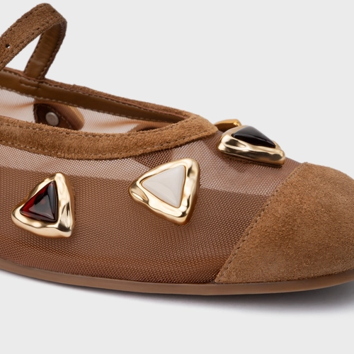 Sapatilha Gems Tela Couro Suede Marrom Saddle