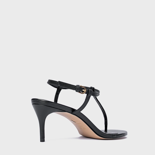 Sandália Effortless Salto Fino Couro Preto