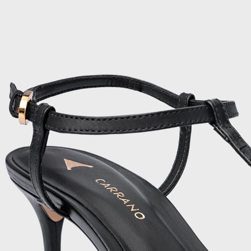 Sandália Effortless Salto Fino Couro Preto