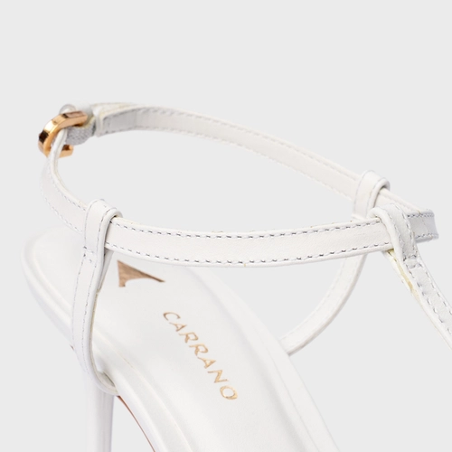 Sandália Effortless Salto Fino Couro Branco Blanc