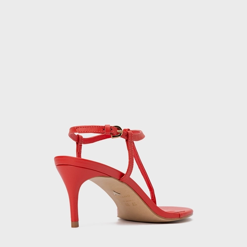 Sandália Effortless Salto Fino Couro Vermelho Carrano