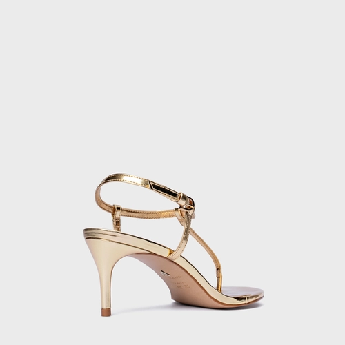 Sandália Effortless Salto Fino Couro Spechio Dourado