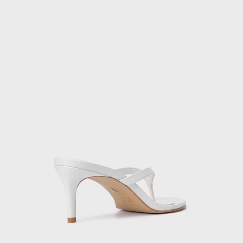 Open Mule Thong Effortless Salto Fino Couro Branco Blanc