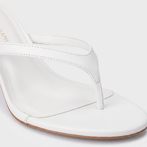 Open Mule Thong Effortless Salto Fino Couro Branco Blanc