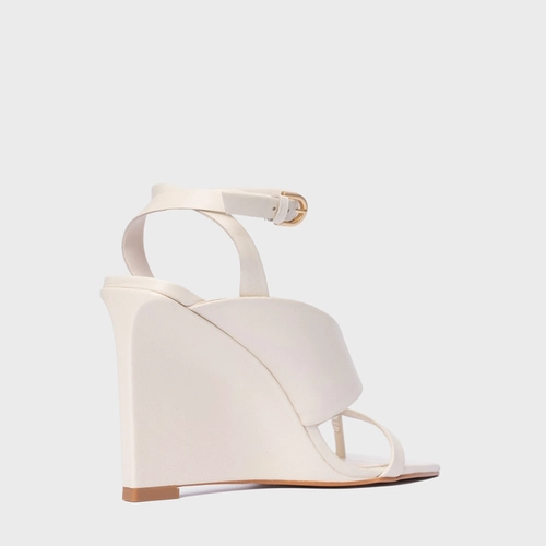 Sandália Thong Bold Anabela Couro Off White Vanilla