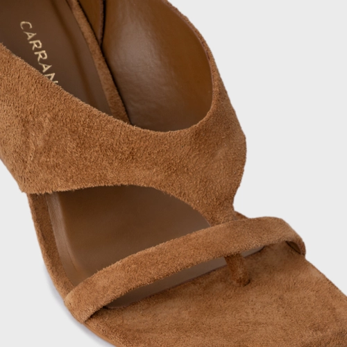 Sandália Thong Bold Anabela Couro Suede Marrom Saddle