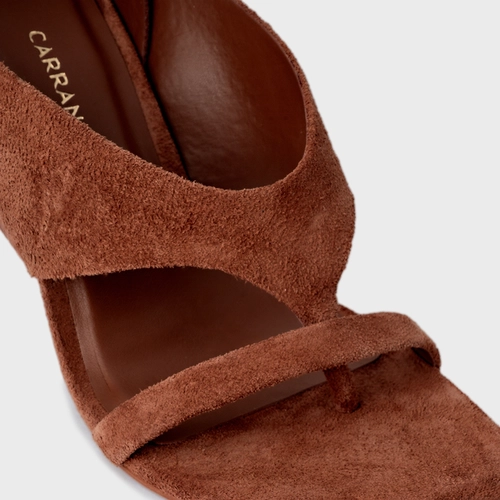 Sandália Thong Bold Anabela Couro Suede Marrom Walnut
