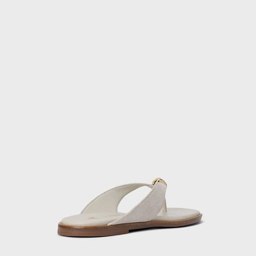 Rasteira Thong Gold Detail Couro Suede Off White Osso