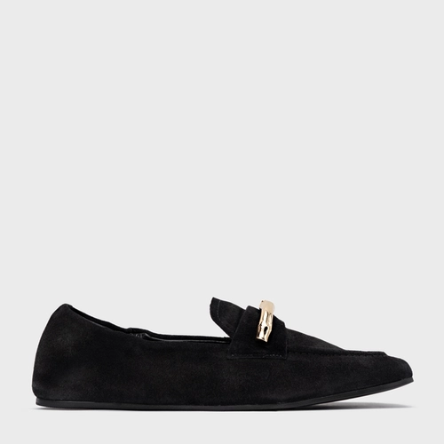 Loafer Aurea Couro Suede Preto