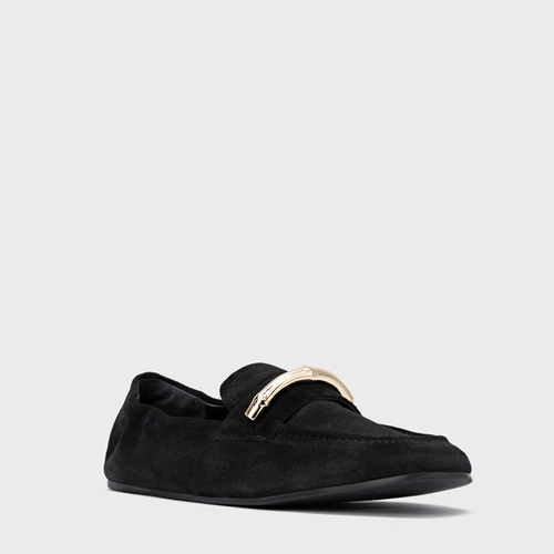 Loafer Aurea Couro Suede Preto