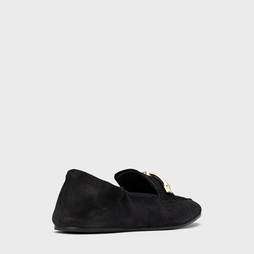 Loafer Aurea Couro Suede Preto