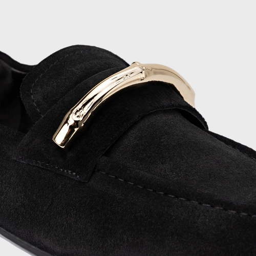 Loafer Aurea Couro Suede Preto