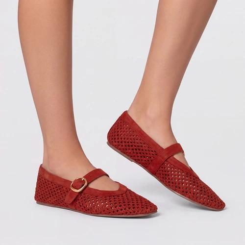 Sapatilha Knit Couro Suede Vermelho Carrano