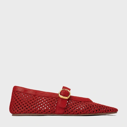 Sapatilha Knit Couro Suede Vermelho Carrano